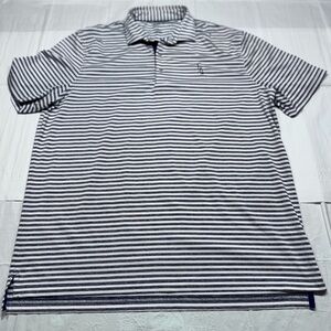 johnnie-O Navy and White Striped Polo